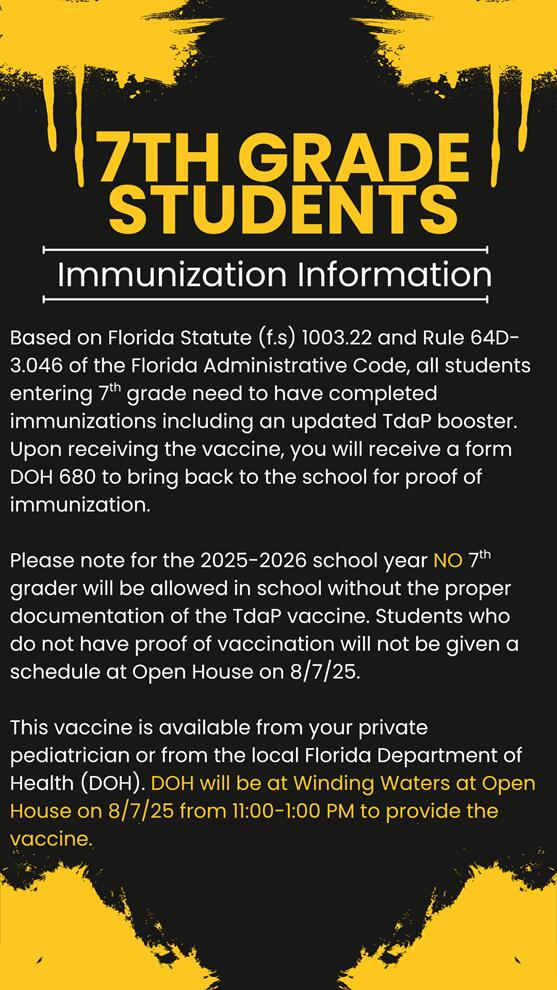 7th Grade Immunization Information