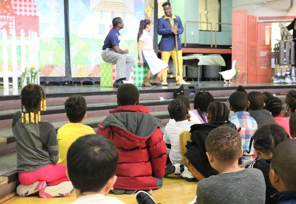 Students watch actors from Proctors Theater perform "Cinderella."