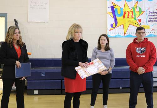 Representatives from the American Heart Association made a donation to Albany School of Humanities.