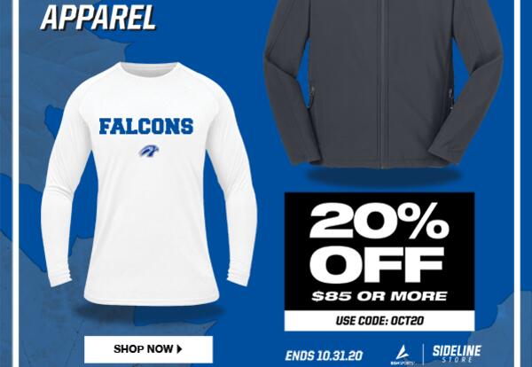 Discount code for Falcon Sideline Store.