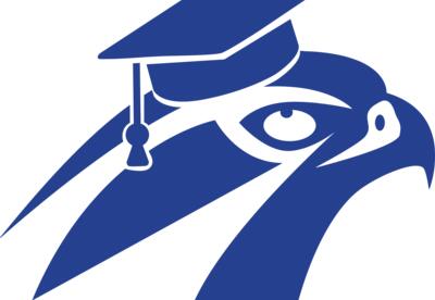 A Falcon logo with a graduation hat.