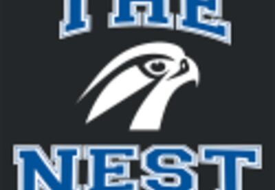The Albany Booster Club logo which contains a Falcon and the words The Nest.