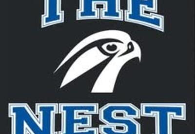 The Albany Booster Club logo which contains a Falcon and the words The Nest.