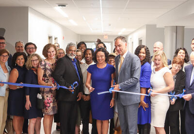 Principal Jodi Commerford officially cuts the ribbon on the new ӣƵ