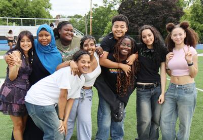 Group of students on Albany High turf