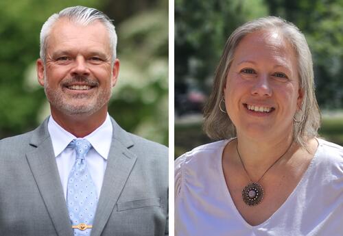Portraits of Wayne Carter and Dr. Freya Mercer