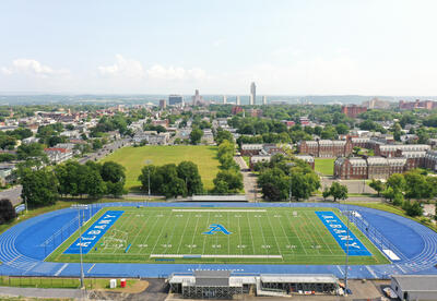Aerial photo of 鶹Ӱ High stadium