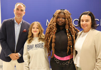 Left to right: Superintendent Joseph Hochreiter, Carmen Sampona, Cleana Brummel, Principal Jodi Commerford