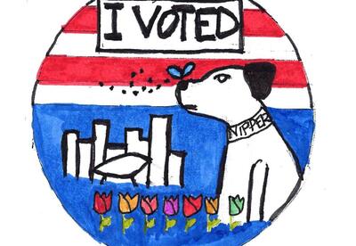 A designed created by a district student will be turned into a voting sticker.