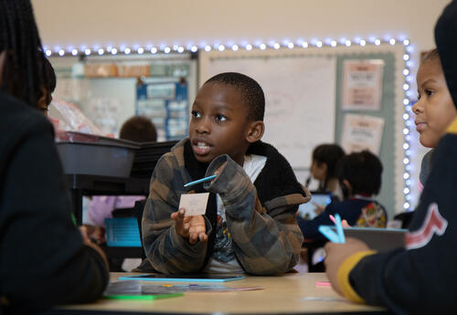 Student thinks through a math problem out loud