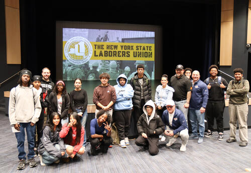 Group of students who attended the Lunch and Learn with guest speakers and Maggie Palmeri