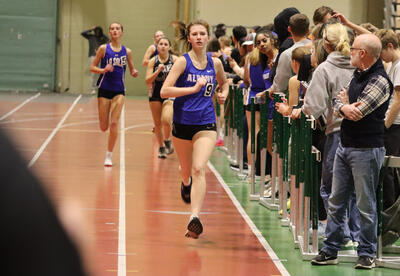 Tess Moore leading the pack at a race at HVCC