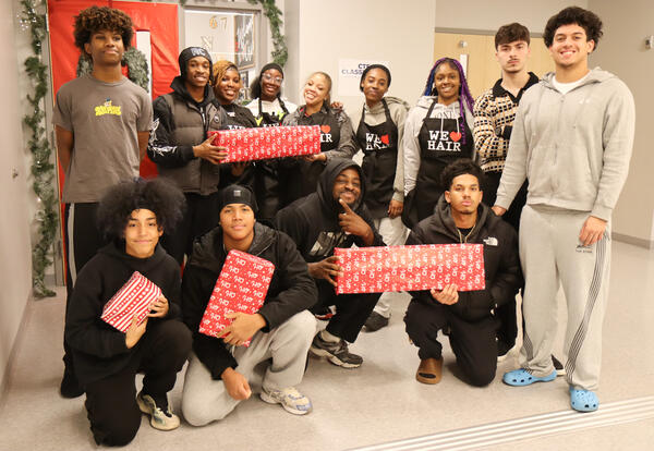 Group photo of barbering and cosmetology students