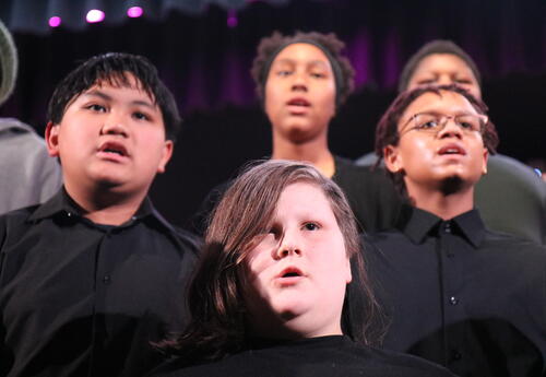 The chorus performs in the Winter Concert.