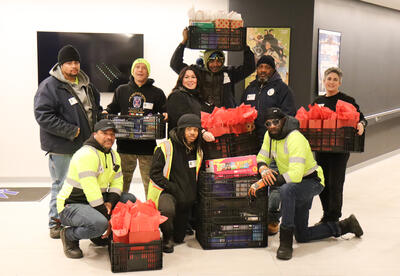 DGS workers posing with presents