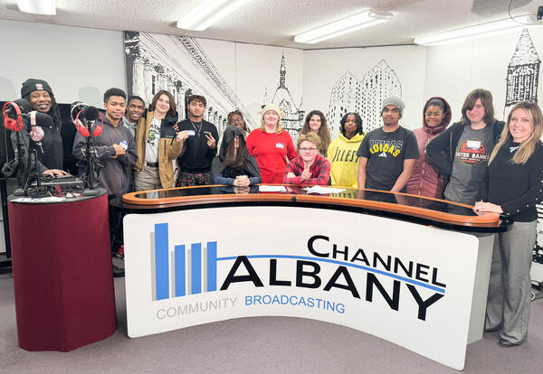 Group of students at the Channel Albany studio
