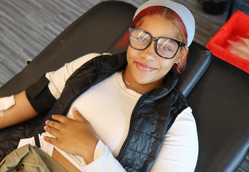 Photo of student donating blood