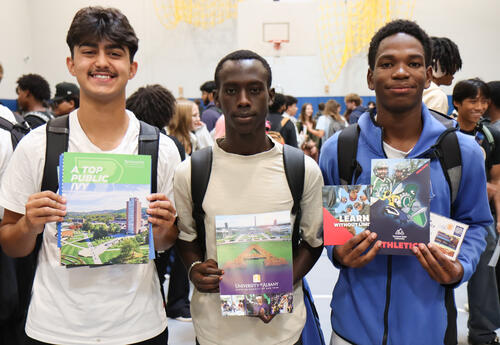 Students at college fair