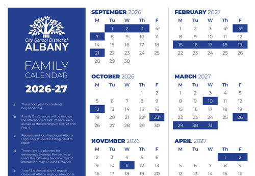 Image of the one-page family calendar