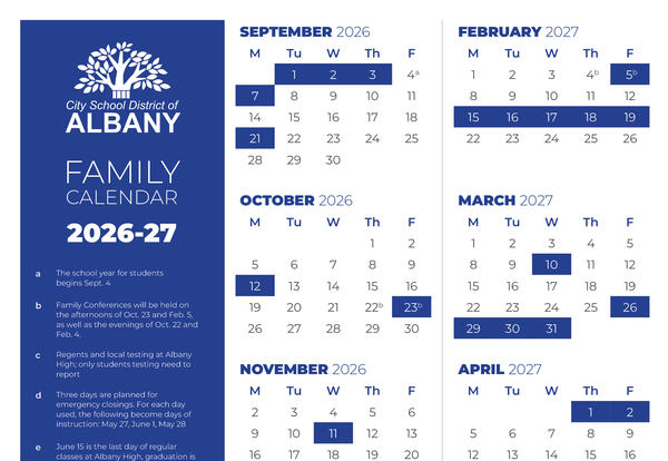 Image of the one-page family calendar