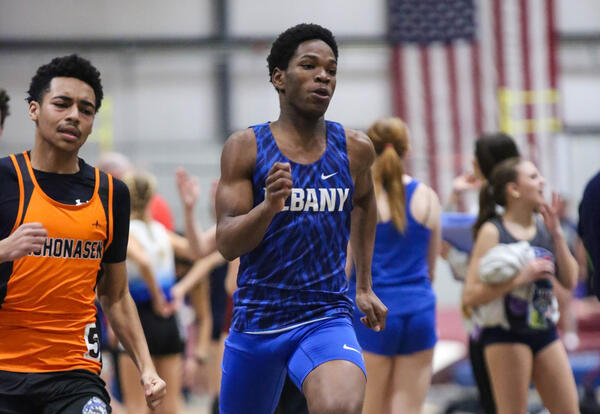 Albany High scholar-athlete Terrique Francis in action in at an indoor track meet