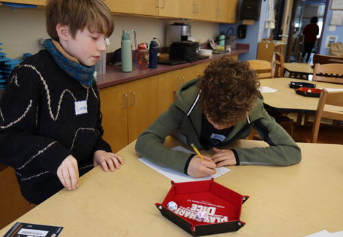 Students playing math game