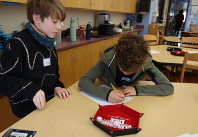 Students playing math game