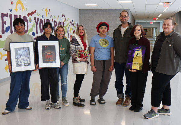 Photograph of Michael Awili, Michaela Kaitleen Awili, Theresa Story, Thea Beauchamp, Naomi Calvin, David Eason, Alex Steuer and Kristine Monahan