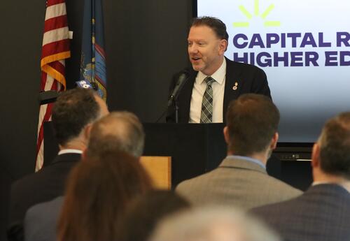 Sage President Matthew Shaftel speaks at the March 18 announcement