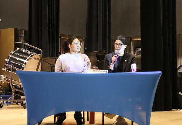 Assemblymember Romero is interviewed by students.