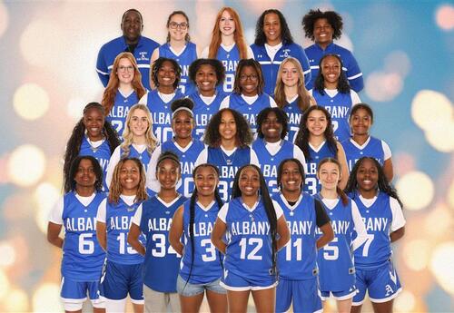 Team photo of girls' flag football from 2024-2025