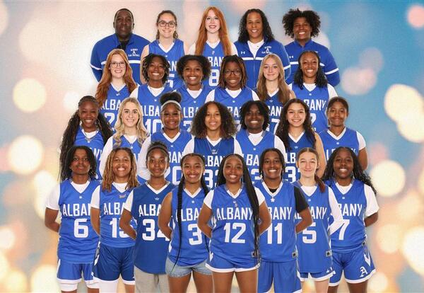 Team photo of girls' flag football from 2024-2025