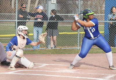 Student at the plate getting ready to hit