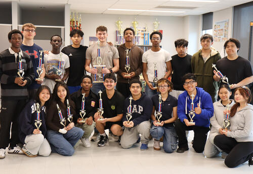 Group photo of our cadets showing off their medals from the JROTC Fitness Competition