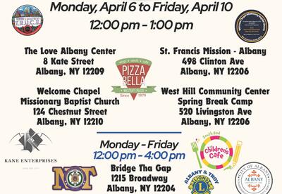 A flyer listing sites for free lunches during spring break.