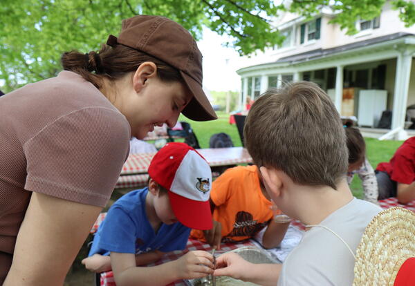 students looking at water