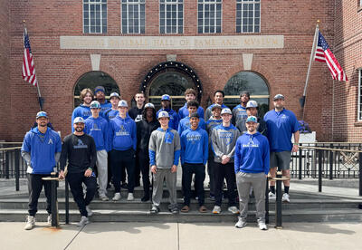 Coaches and team members outside of the Baseball Hall of Fame