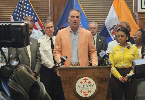 Superintendent Hochreiter speaking at a City Hall news conference