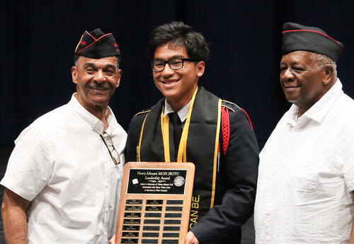 JROTC student receiving award at the ceremony