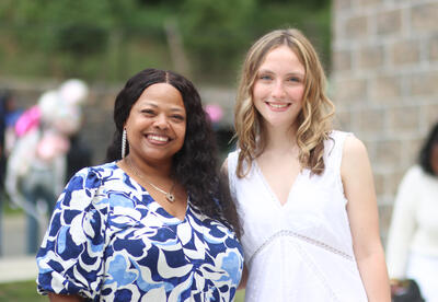 North Albany valedictorian posing with Principal Piper