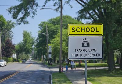 School speed zone camera on Delaware Avenue