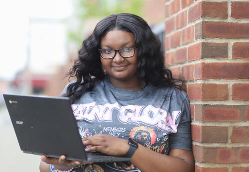 Student using a Chromebook
