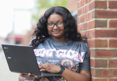 Student using a Chromebook