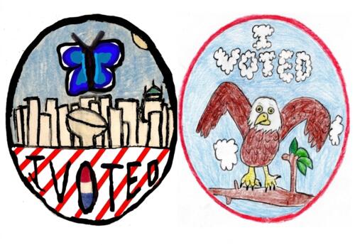 Student submissions for Albany County's I Voted sticker contest.