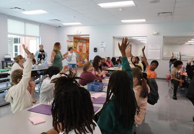 Students raising their hands