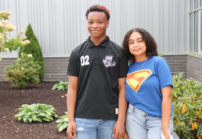 Two students posing together for a photo