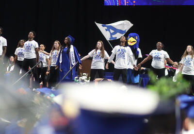 Albany High dancers performing at graduation
