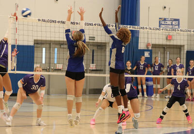 Two ӣ����Ƶ High players jumping up at the net