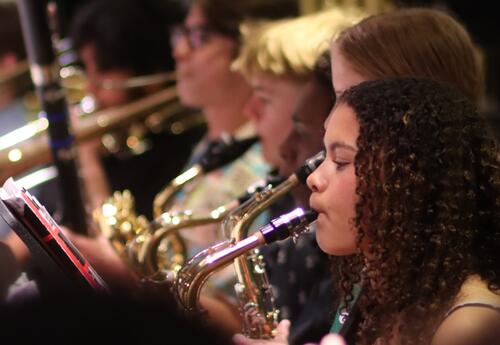 Albany High band students performing