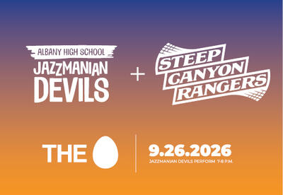 Concert poster featuring Jazzmanian Devils and Steep Canyon Rangers logos